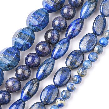 Natural Lapis Lazuli Beads, Round & Flat Oval & Oval, Mixed Shapes, 5~25x8~25x4~16mm, Hole: 0.6mm
