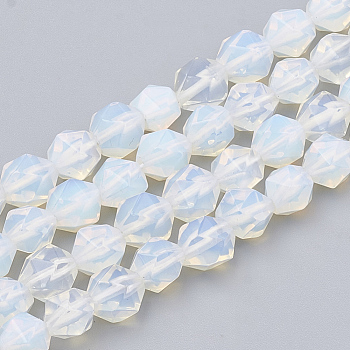 Opalite Beads Strands, Star Cut Round Beads, Faceted, 10x9~10mm, Hole: 1mm, about 39pcs/strand, 15.3 inch