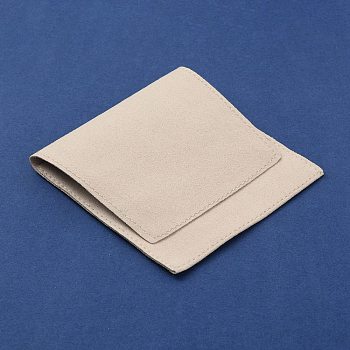 Microfiber Jewelry Bag Gift Pouches, Envelope Style Bags, Square, Wheat, 8x8x0.1cm, Unfold: 15.8x8x0.1cm