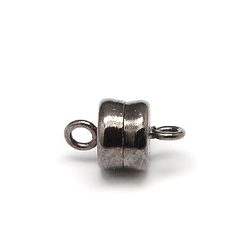 Column Brass Magnetic Clasps with Loops, Lead Free & Nickel Free & Cadmium Free, Gunmetal, 11x6mm, Hole: 2mm