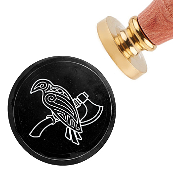 Brass Wax Seal Stamp with Handle, for DIY Scrapbooking, Bird Pattern, 3.5x1.18 inch(8.9x3cm)