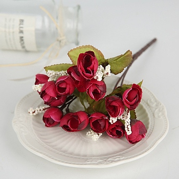 Plastic Eucalyptus Artificial Flower, for Wedding Party Home Room Decoration Marriage Accessories, Dark Red, 240mm