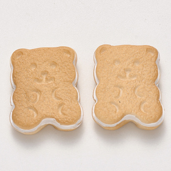 Resin Decoden Cabochons, Bear, Imitation Food Biscuits, Wheat, 22x18x6mm