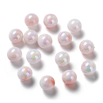 Two Tone Opaque Acrylic Beads, Round, Coral, 10mm, Hole: 1.8mm, about 1020pcs/500g