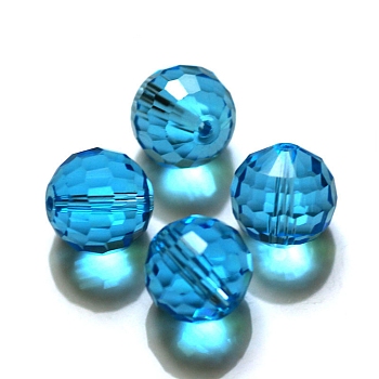 Imitation Austrian Crystal Beads, Grade AAA, Faceted(128 Facets), Round, Deep Sky Blue, 10mm, Hole: 0.9~1mm