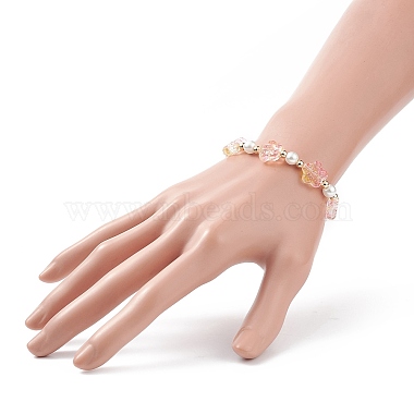 Ensemble de bracelets extensibles en perles de verre et perles d'imitation 5pcs 5 couleurs(BJEW-JB08943)-3