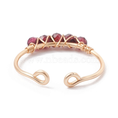 Copper Wire Wrapped Natural Garnet Open Ring(RJEW-JR00630-04)-4