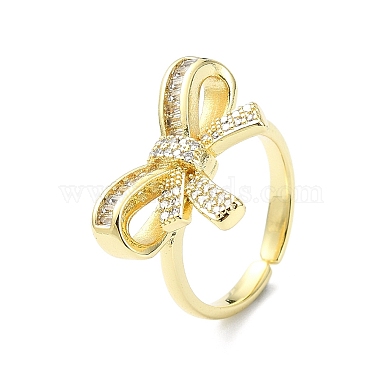 Clear Bowknot Brass+Cubic Zirconia Finger Rings