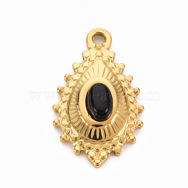 Golden Black Teardrop 304 Stainless Steel Pendants