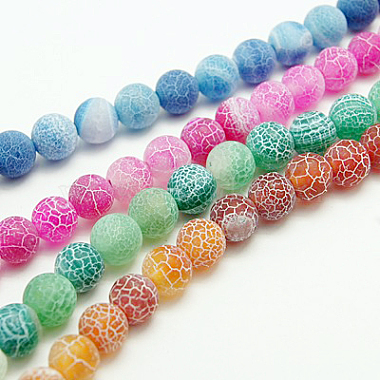 6mm Mixed Color Round Crackle Agate Beads