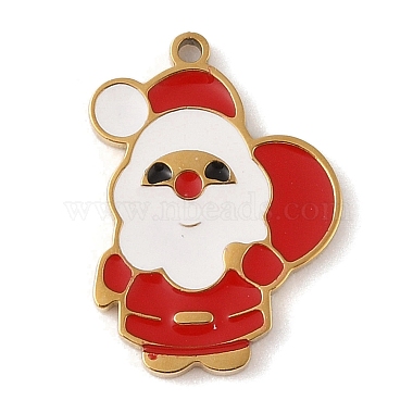 Golden Red Santa Claus Stainless Steel+Enamel Pendants