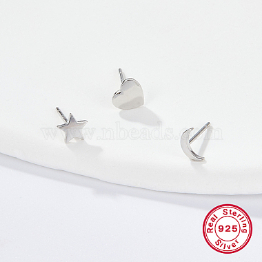 3Pcs 3 Style 925 Sterling Silver Stud Earrings(IL9248-02)-2