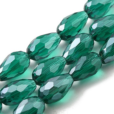 11mm Teal Drop Electroplate Glass Beads
