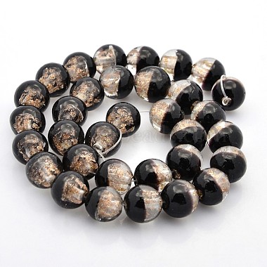Main deux tons perles rondes sable d'or de Murano brins(LAMP-O007-01C)-2