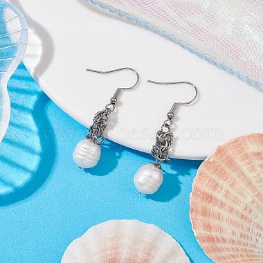 boucles d'oreilles ovales en perles naturelles(EJEW-JE05614-02)-2