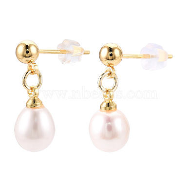 Natural Pearl Teardrop Dangle Stud Earrings(PEAR-N020-06H)-3