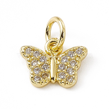Real 18K Gold Plated Clear Butterfly Brass+Cubic Zirconia Charms