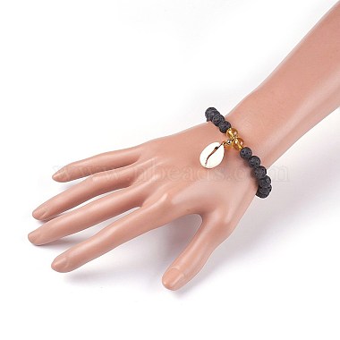 bracelets stretch breloque coquille cauris(BJEW-JB04088-03)-4