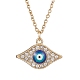 Collier avec pendentif œil en émail bleu et chaîne en alliage de cristal et strass pour femme(NJEW-JN04977-01)-1