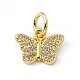 Brass Micro Pave Clear Cubic Zirconia Butterfly Charms(ZIRC-F132-43G)-1