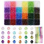 138g 23Colors Transparent Acrylic Beads, Bicone, Mixed Color, 4x4mm, Hole: 1.2mm, about 6g/colors(TACR-FS0001-69)