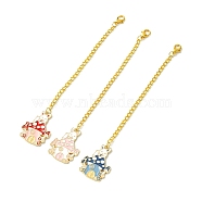 Rabbit with Mushroom House Alloy Enamel Wine Glass Charm, with Zinc Alloy Lobster Claw Clasps and Iron Curb Chains, Mixed Color, 145mm, 3pcs/set(HJEW-JM01360)