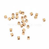 Brass Spacer Beads, Nickel Free, Cube, Raw(Unplated), 2.5x2.5mm, Hole: 1.5mm(KK-F713-22C-2.5x2.5mm)