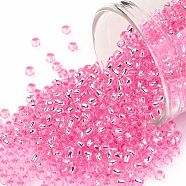 TOHO Round Seed Beads, Japanese Seed Beads, (38) Silver Lined Pink, 11/0, 2.2mm, Hole: 0.8mm, about 5555pcs/50g(SEED-XTR11-0038)