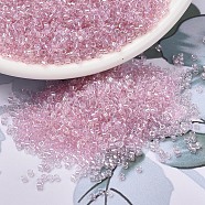 MIYUKI Delica Beads, Cylinder, Japanese Seed Beads, 11/0, (DB1673) Pearl Lined Transparent Pink AB, 1.3x1.6mm, Hole: 0.8mm, about 2000pcs/10g(X-SEED-J020-DB1673)