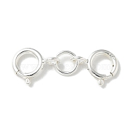 S925 Sterling Silver Double Spring Ring Clasps, 925 Sterling Silver Plated, 16x6x1mm(STER-R003-07S)