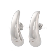 304 Stainless Steel Stud Earrings, Teardrop, Stainless Steel Color, 30x10mm(EJEW-H115-18P)