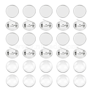 Blank Dome Brooch Making Kit, Including 304 Stainless Steel Brooch Base Settings, Glass Cabochons, Stainless Steel Color, 80Pcs/box(DIY-UN0005-11B)