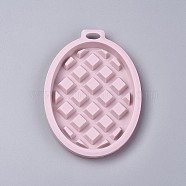 Food Grade Silicone Waffle Molds, Fondant Molds, for DIY Cake Decoration, Chocolate, Candy, UV Resin & Epoxy Resin Jewelry Making, Oval, Pink, 120x85x10mm, Hole: 7x14mm, Inner Size: 101x75mm(DIY-F047-04B)