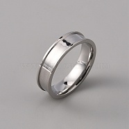 201 Stainless Steel Grooved Finger Ring Settings, Ring Core Blank, for Inlay Ring Jewelry Making, Stainless Steel Color, Inner Diameter: 20mm(STAS-WH0027-27E-P)