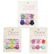 Rubberized Style Plastic Claw Hair Clips, Flower, Mixed Color, 13x14x14mm, 6pcs/card(OHAR-G001-08)