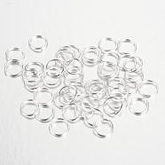 Iron Open Jump Rings, Silver Color Plated, 21 Gauge, 8x0.7mm, Inner Diameter: 6.6mm, about 430pcs/50g(X-IFIN-A018-8mm-S)