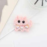 Cute Cat Shape Cellulose Acetate(Resin) Alligator Hair Clips, Rhinestones Hair Accessories for Girls, Pink, 45x40x15mm(PW-WG97852-02)