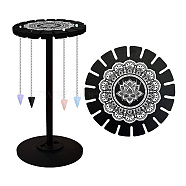 Wooden Wheel, Wooden Display Shelf, Black Holder Stand, Rustic Divination Pendulum Storage Rack, Witch Stuff, July Water Lily, Wheel: 120x8mm, 2pcs, Studdle: 288x12mm, 1pc(DJEW-WH0046-118)