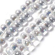 Electroplate Glass Beads Strands, Top Drilled Beads, AB Color Plated, Teardrop, AB Color Plated, 13.5x9.5mm, Hole: 0.9mm, about 120pcs/strand, 23.23''(59cm)(EGLA-L031-AB02)