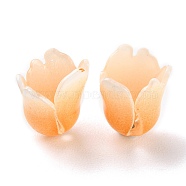 4-Petal Opaque Acrylic Bead Caps, Orange Flower, Open Cuff Rose, Light Salmon, 12~13x11~13x12~13mm, Hole: 1.2mm(X-SACR-D007-08A)