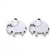 201 Stainless Steel Charms, Laser Cut, Elephant, Stainless Steel Color, 15x15x1mm, Hole: 0.9mm(X-STAS-N092-75)