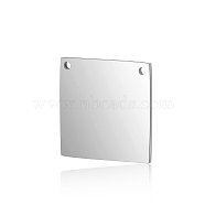 201 Stainless Steel Pendants, Manual Polishing, Square, Stainless Steel Color, 10x10x1mm, Hole: 1mm(STAS-S105-T614-1-10)
