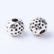 Tibetan Style Alloy Spacer Beads, Round, Cadmium Free & Lead Free, Antique Silver, 6x5mm, Hole: 1.5~2mm, about 1580pcs/1000g.(TIBE-Q063-66AS-RS)