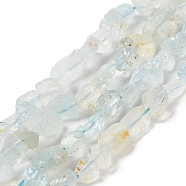 Raw Rough Natural Aquamarine Beads Strands, Nuggets, 4.5~12x4.5~8x4~8mm, Hole: 0.9mm, about 63~66pcs/strand, 15.47''~16.34''(39.3~41.5cm)(G-I283-G08-02)