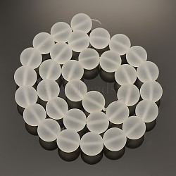 Frosted Transparent Round Glass Beads Strands, Clear, 12mm, Hole: 1mm, about 33pcs/strand, 15 inch(FGLA-P002-12mm-03)