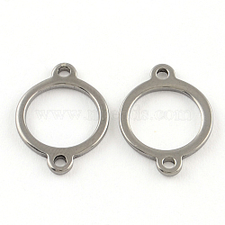 201 Stainless Steel Ring Links connectors, Stainless Steel Color, 18x13x1mm, Hole: 1.5mm(STAS-R064-18)