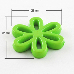 Opaque Acrylic Beads, Flower, Lawn Green, 31x28x4.5mm, Hole: 1.5mm, about 239pcs/500g(SACR-R783-01)
