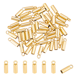 50Pcs 304 Stainless Steel Cord Ends, End Caps, Column, Golden, 8x2.5mm, Hole: 1.5mm, Inner Diameter: 2mm(STAS-UN0051-80)