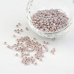 8/0 Ceylon Round Glass Seed Beads, Rosy Brown, Size: about 3mm in diameter, hole:1mm, about 1101pcs/50g(X-SEED-A011-3mm-148)