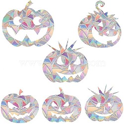 Holographic Pumpkin PVC Window Stickers, Waterproof Laser Windows Decals for Safety, Colorful, 215x293x0.1mm, Sticker: 75~112x67~106mm(AJEW-WH0033-47)